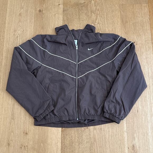 Nike Jacket Full Zip Windrunner Size S Gray Brown - Picture 1 of 5